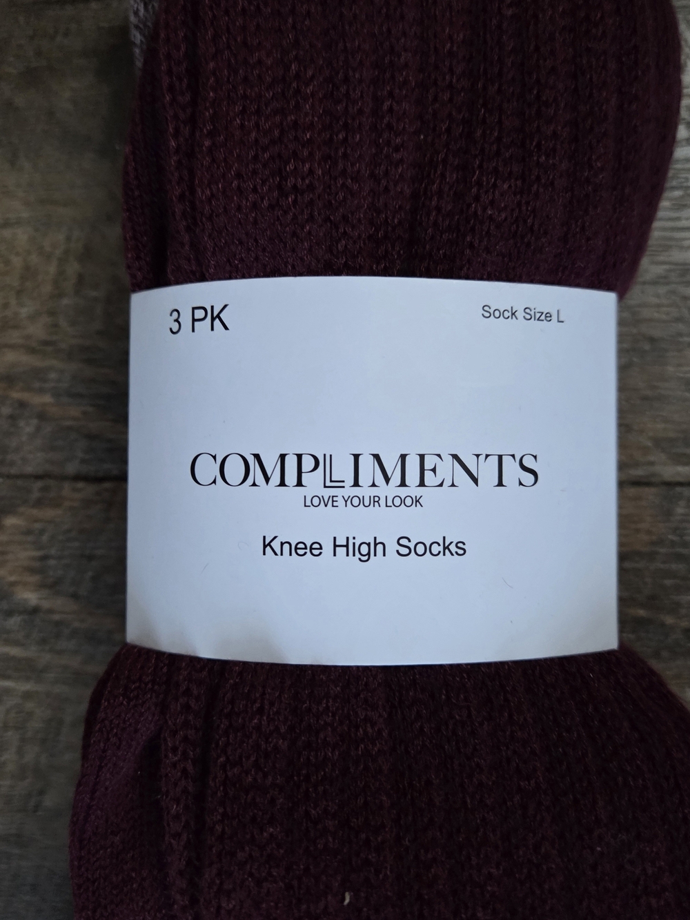 COMPLIMENTS Knee High Socks - Burgundy